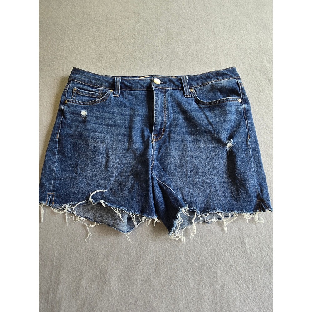 Seven7 Weekend Short Women 14 Blue Distressed Raw Hem Denim Cut Off Jean Shorts